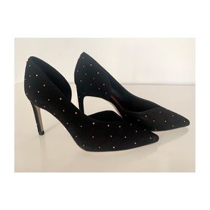 NEW Ted Baker Studded Sz 36.5  Us 6 High Heel Black Suede Pump Shoes